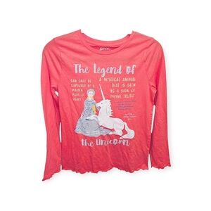 NWT Peek Long Sleeve Unicorn/Shakespeare Graphic Tee w/ Scalloped Hem, Size 12